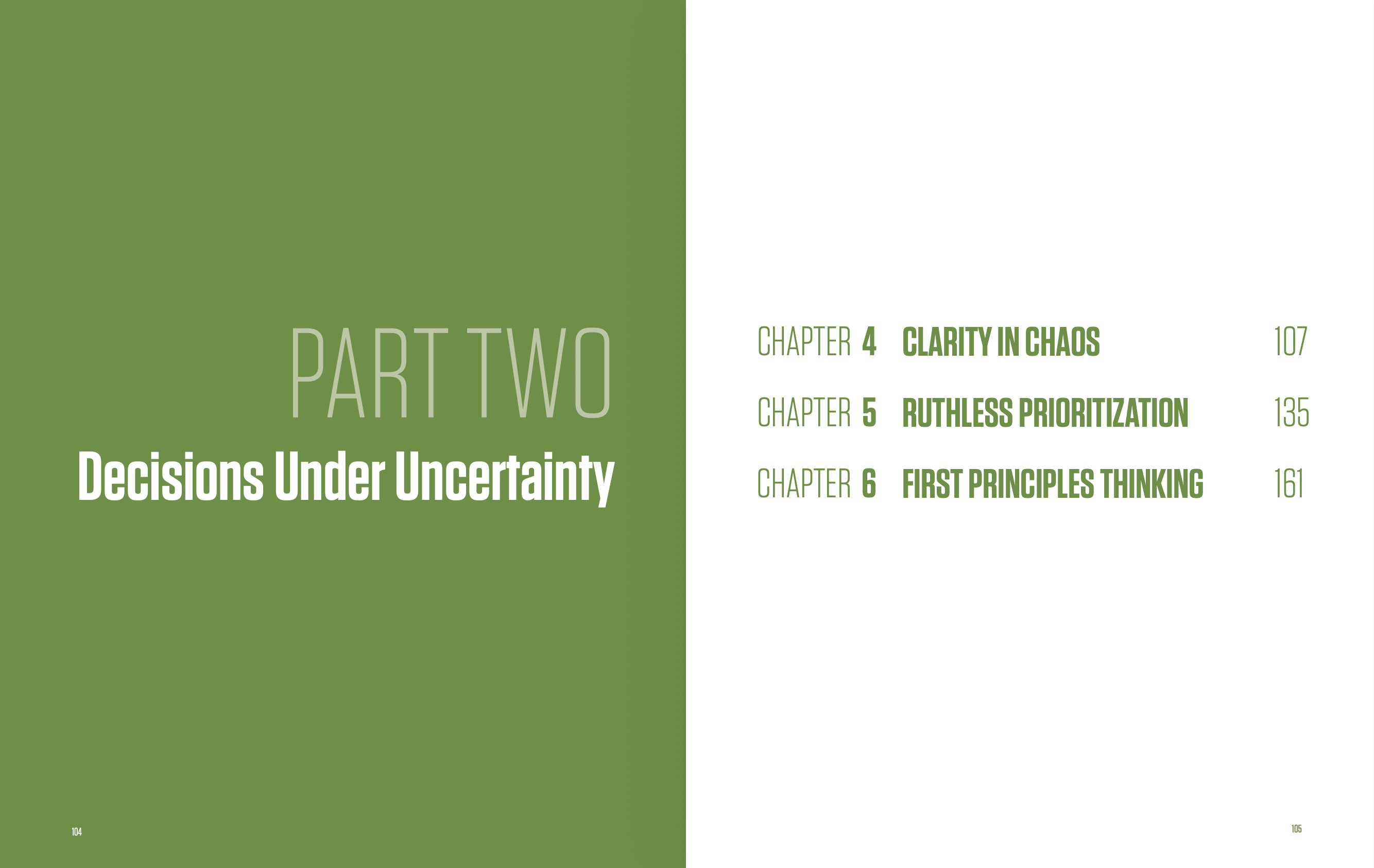 Part Two: Decisions Under Uncertainty (Pages 104-105)