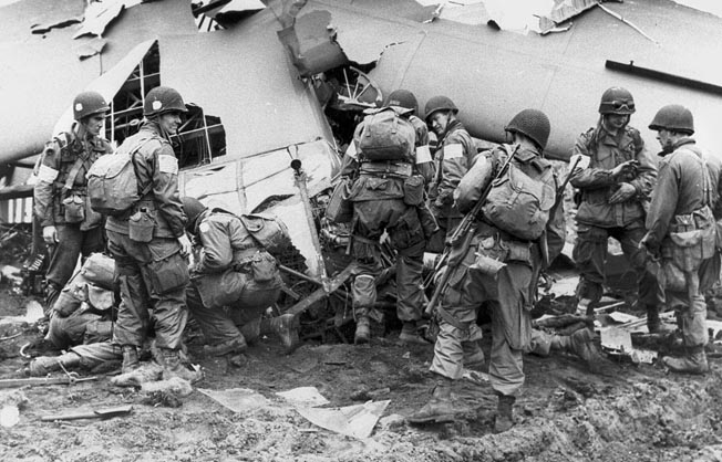 Paratroopers Inspect Downed Glider